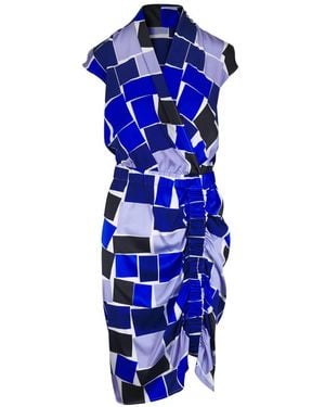 Zero + Maria Cornejo Printed Draped Silk Midi Dress - Blue