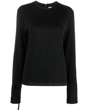 Jil Sander Zip-Up Extra-Long Sleeve Sweatshirt - Black