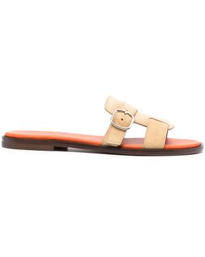 Doucal's Open-Toe Suede Slides - Natural