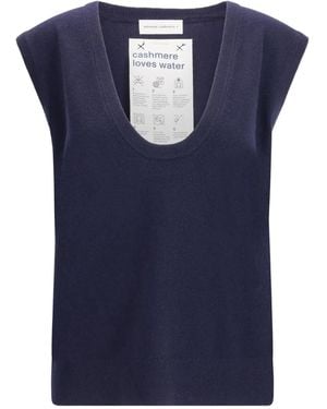 Extreme Cashmere Scoop-Neck Cashmere Tank Top - Blue
