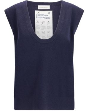 Extreme Cashmere Scoop-Neck Cashmere Tank Top - Blue