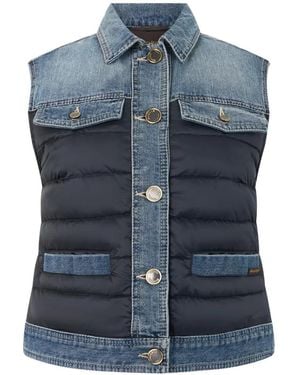 Moorer Quilted Panelled Gilet - Blue