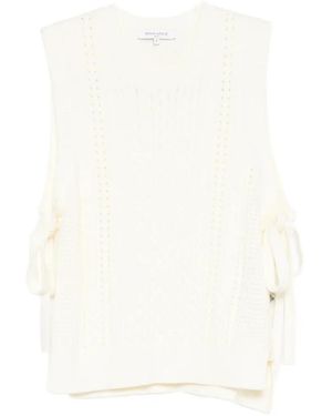 Maison Kitsuné Cable-Knit Tie-Side Vest - White