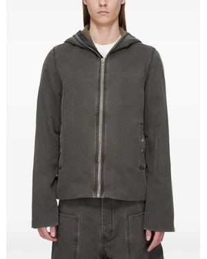 Rick Owens Zip-Up Hooded Jacket - Gray