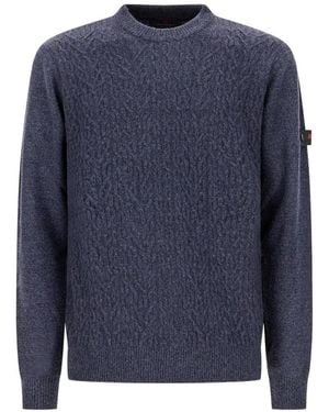 Peuterey Pull Alcione En Maille Torsadée À Patch Logo - Blue