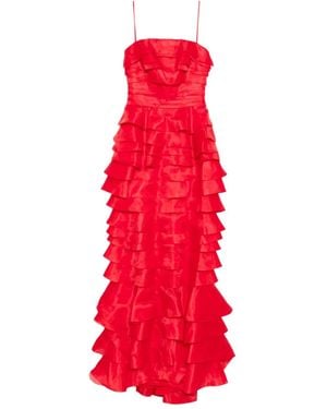 Saiid Kobeisy Vestido A Capas - Rojo