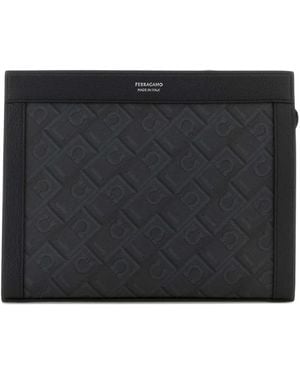 Ferragamo Clutch Met Monogram - Zwart