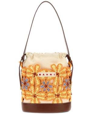 Marni Crochet-Flower Bucket Bag - Metallic