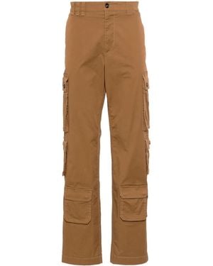 Dolce & Gabbana Cargo Trousers With Logo Patch - Brown