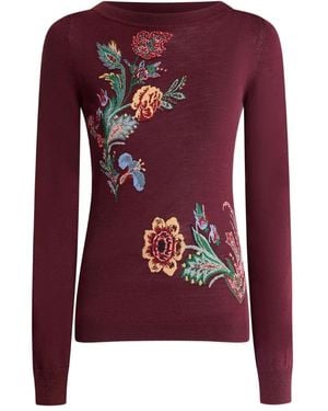 Etro Jacquard Floral-Embroidered Sweater