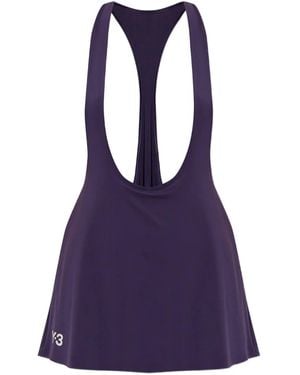 Y-3 Falten-Minikleid mit Racerback - Lila