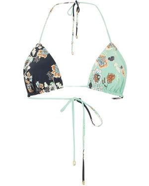 Roberto Cavalli Floral-Print Triangle Bikini Top - Green