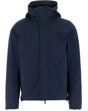 K-Way High-collar Adjustable-hood Coat - ブルー