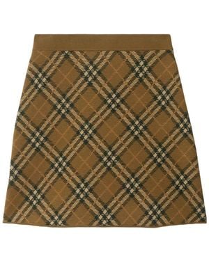Burberry チェック ミニスカート - グリーン