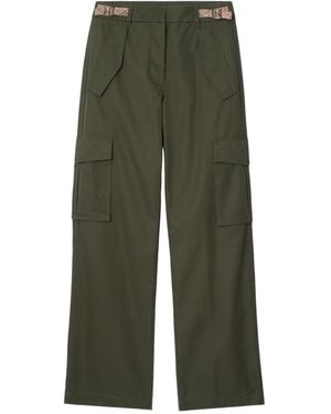 Burberry Check-Trim Cargo Trousers - Green