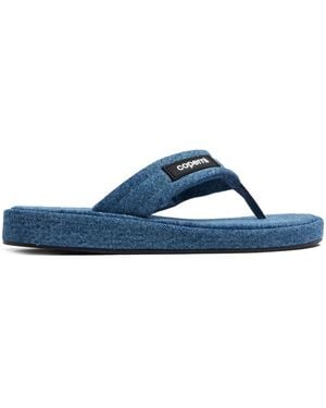 Coperni Logo-Appliqué Denim Flip-Flops - Blue