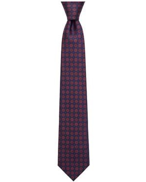 Kiton Geometric-Pattern Silk Tie - Purple