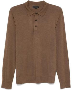 Vince Fine-Knit Polo Shirt - Brown