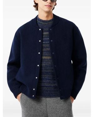 Lacoste Buttoned-Wool Bomber Jacket - Blue