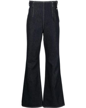 Gcds Contrast-Stitching High-Rise Flared Jeans - Blue