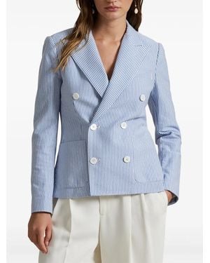 Polo Ralph Lauren Double-Breasted Pinstripe Blazer - Blue
