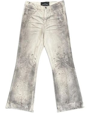 SEKRIT Chopper Paint-Splatter Jeans - White