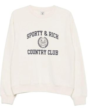 Sporty & Rich Jersey Con Logo Estampado - Blanco