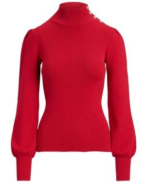 Ralph Lauren Jersey De Canalé Con Ribete De Botones - Rojo
