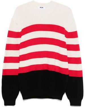 MSGM Striped Cotton Jumper - Red