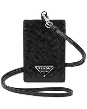 Prada Saffiano Leather Badge Holder - Black