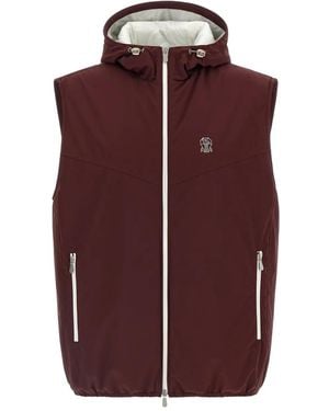 Brunello Cucinelli Chaleco acolchado con capucha - Morado