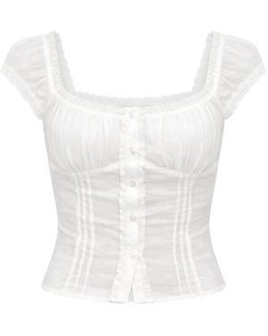 Reformation Alabama Lace-Trim Top - White
