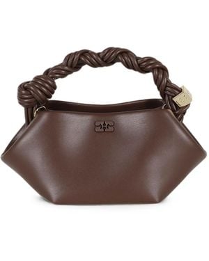 Ganni Mini Bou Braided-Handle Tote Bag - Brown