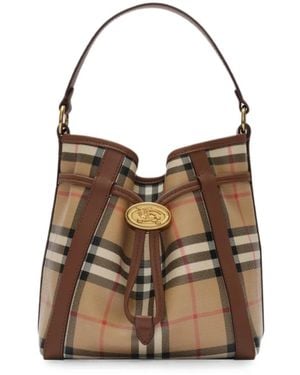 Burberry Mini Beuteltasche Mit Check - Braun
