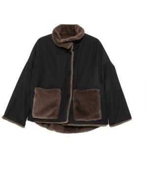 Collection Privée Faux-Fur Trim Reversible Short Coat - Black