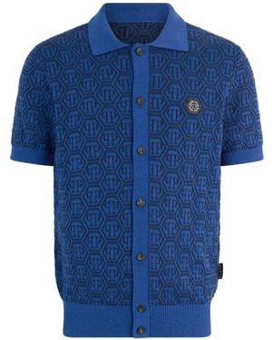 Philipp Plein Cardigan À Motif Monogrammé - Blue