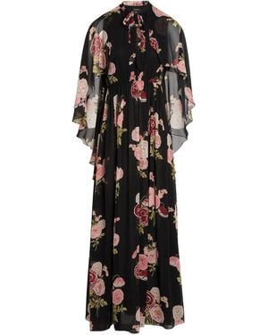 Giambattista Valli Vestido largo con motivo floral y lazo en el cuello - Negro