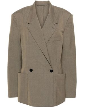 Lemaire Double-Breasted Twill Blazer - Brown