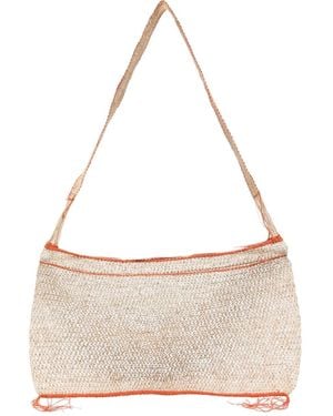 SLO_HAND_MADE Contrast-Trim Tote Bag - Natural