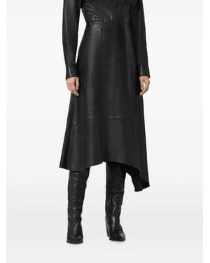 AllSaints Gia Asymmetric Panelled Midi Skirt - Black