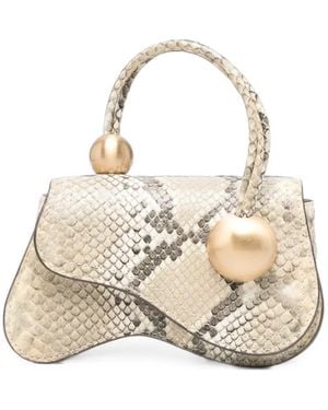 Cult Gaia Mini Kazia Snake-Effect Leather Tote Bag - White