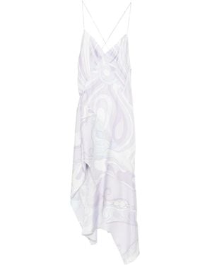 PUCCI Iride-Print Silk Twill Midi Dress - White