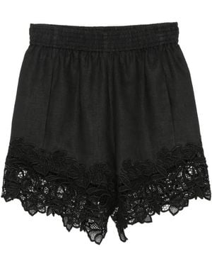 Ermanno Scervino Pantalones Cortos Con Ribete De Encaje - Negro