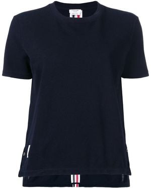 Thom Browne Rwb Stripe Relaxed Piqué T-Shirt - Blue