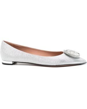 Aquazzura Crystal Hoop フラットシューズ - ホワイト