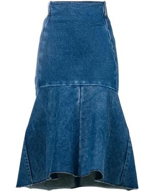 Balenciaga Godet Peplum-Style Skirt - Blue