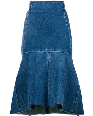 Balenciaga Godet Peplum-Style Skirt - Blue