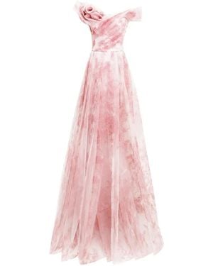 Gemy Maalouf Off-The-Shoulders Floral Maxi Dress - Pink