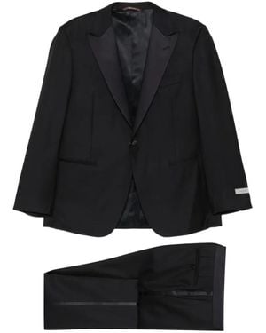 Canali Logo-Patch Single-Breasted Dinner Suit - Black