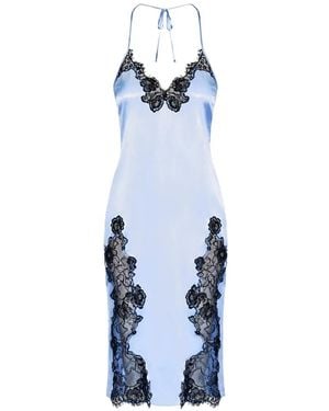 Fleur du Mal Juliet Lace-Detail Slip Midi Dress - Blue